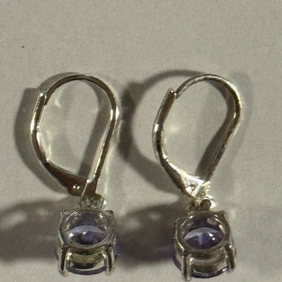 Loft Earrings, Silver Tone with Faux Amethyst, Beautiful Sparkle, - Picture 4 of 7